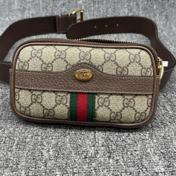 GUCCI Ophidia Brown Canvas Belt Bag 550-071025 - Picture 2 of 11